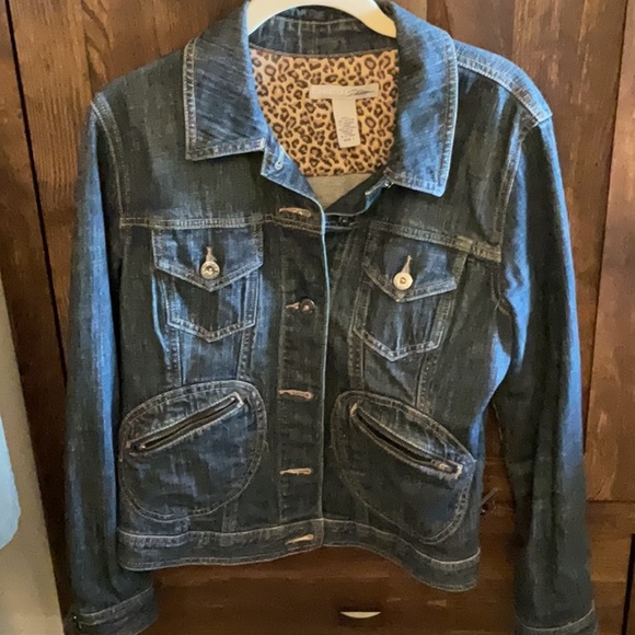 NWOT Denim Jacket with Red Sequin Lips - Picture 2 of 6